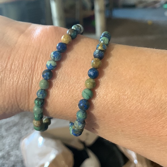 2 Natural Azurite Faceted Round Beads 3mm|Beads| bracelets - Picture 4 of 5